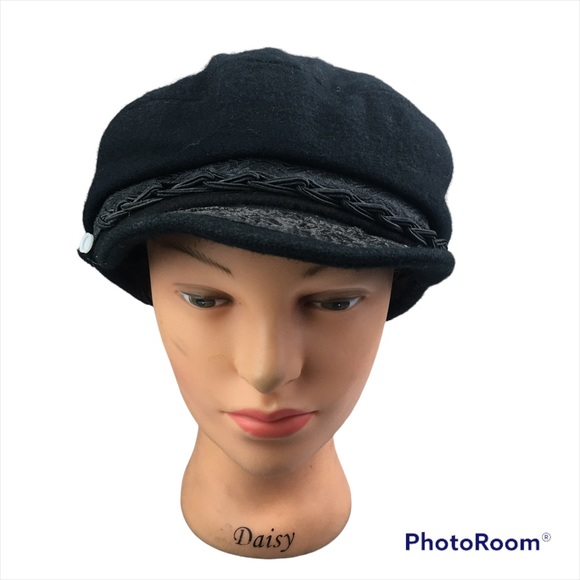 Vintage black wool Greek fisherman's cap hat - Picture 1 of 9